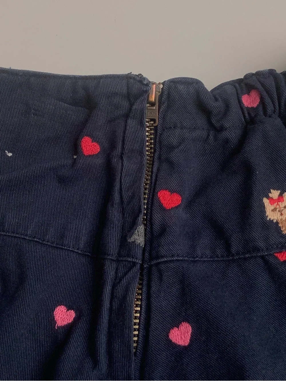 Gymboree Navy Scottie Dog Skirt with Pink Hearts